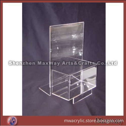 Transparent Acrylic Ballot/Donation Box with Menu/Sign Holder
